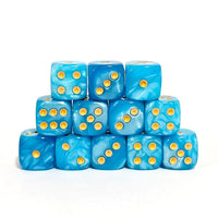 Thumbnail for 30pcs D6 12mm Dice Acrylic Blend Pips Gold Font Blue