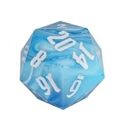 D20 Dice Acrylic 55mm White Font Clear Light Blue