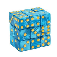 Thumbnail for 30pcs D6 16mm Dice Acrylic Blend Pips Square Gold Font Blue