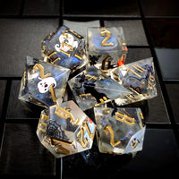 Thumbnail for Halloween Spooky in Grey Filled Sharp Resin - 7pcs RPG Dice Set
