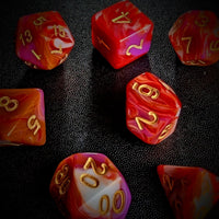 Thumbnail for 7pcs Dice Acrylic Blend Gold Font Pink Red White