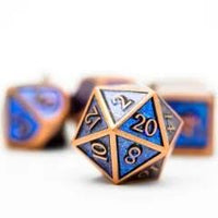 Thumbnail for Glitter Blue Enamel in Copper Metal - 7pcs RPG Dice Set