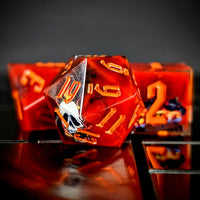 Thumbnail for Halloween Pumpkin in Red Filled Sharp Resin - 7pcs RPG Dice Set
