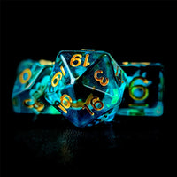 Thumbnail for Goldfish in Clear & Blue Resin - 7pcs RPG Full Dice Set