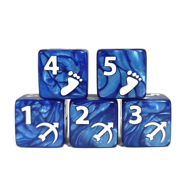 6pcs D6 16mm Dice Acrylic White Font Ranger Blue
