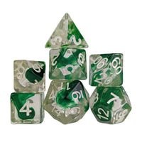 Thumbnail for Green Swirl in Clear Resin - 7pcs RPG Full Dice Set