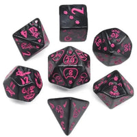 Thumbnail for Pink Cats on Black Acrylic - 7pcs RPG Full Dice Set