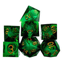 Thumbnail for Green Eye Ball in Clear & Blue Liquid Filled Sharp Resin - 7pcs RPG Dice Set