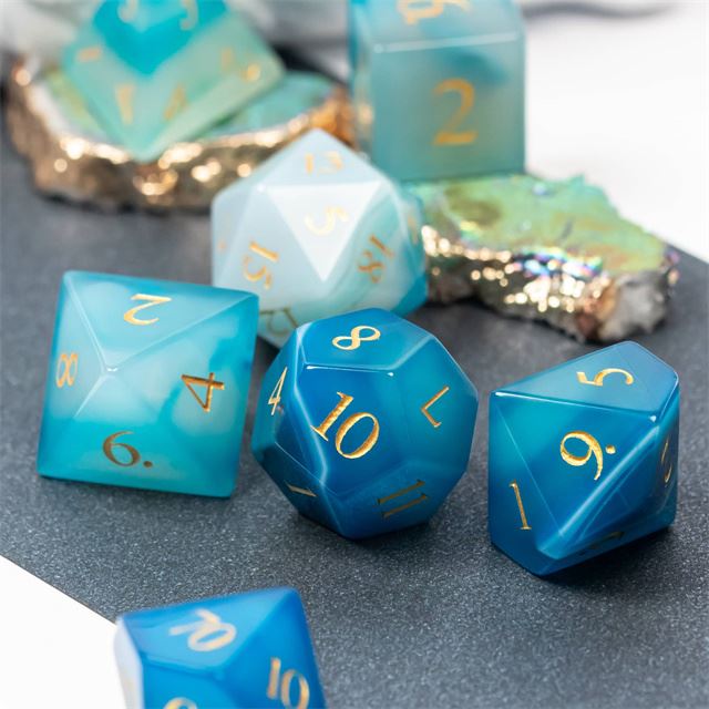 Blue Agate Gemstone - 7pcs RPG Dice Set