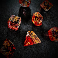 Thumbnail for Axe in Clear & Red Resin - 7pcs RPG Full Dice Set