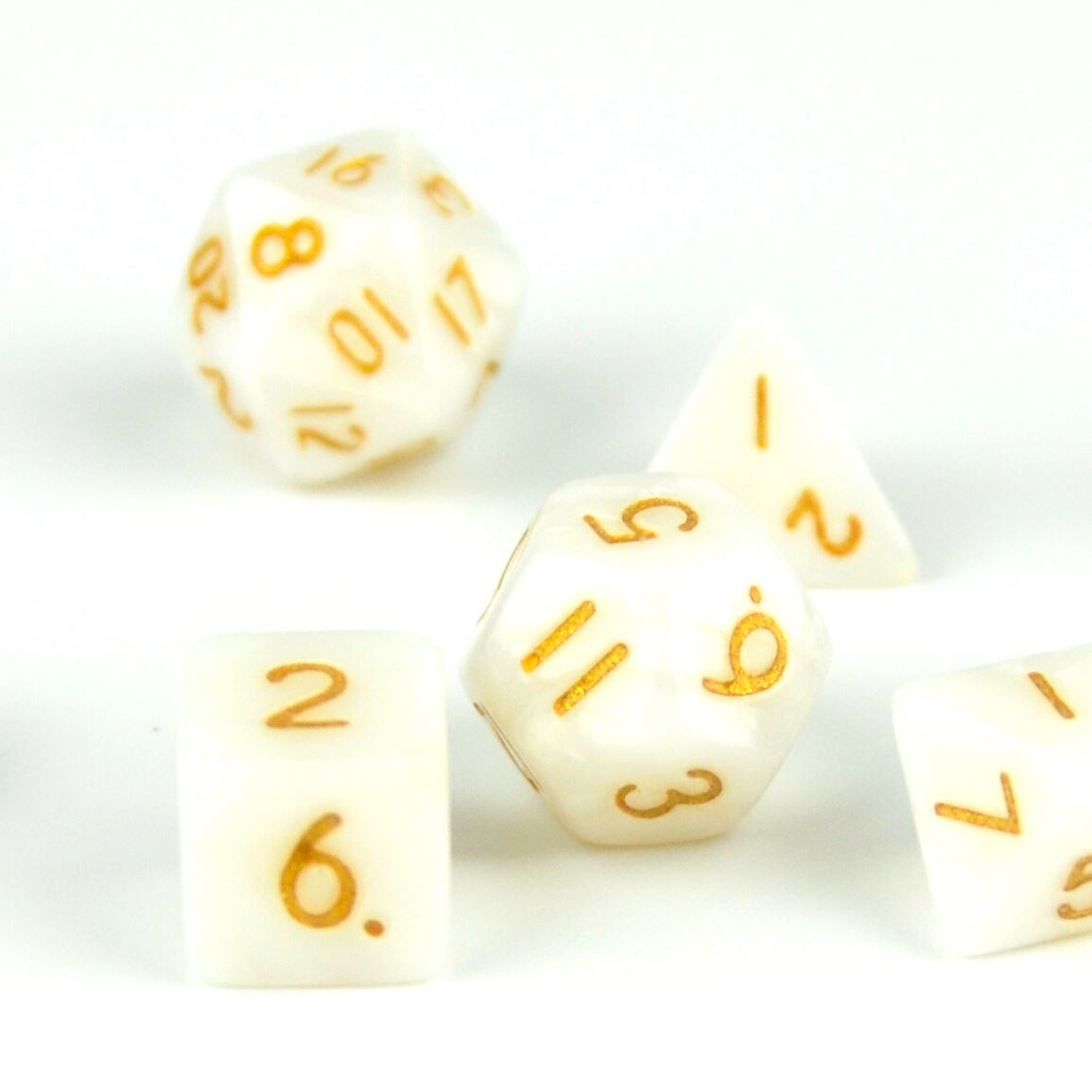 Silk White Acrylic - 7pcs RPG Mini Dice Set