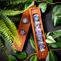 Thumbnail for 7pcs Dice Sharp Filled Liquid Purple Font Oil Clear