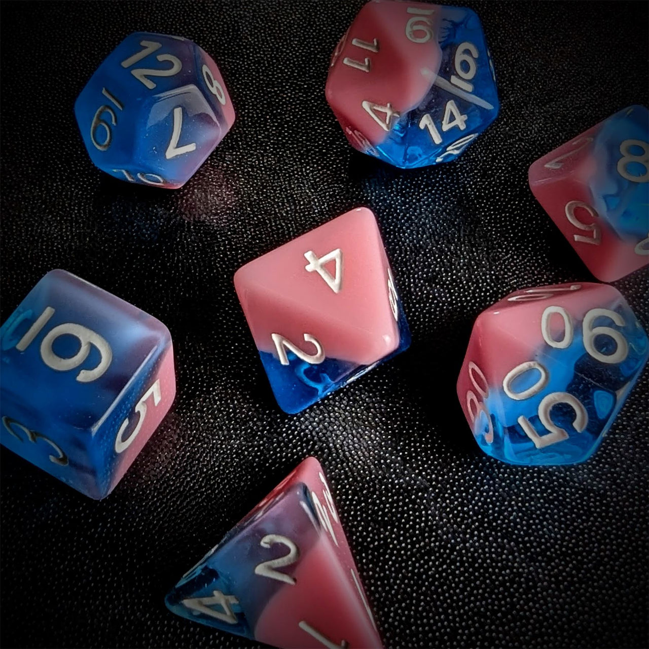 Layered Blue & Pink Resin - 7pcs RPG Full Dice Set