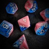 Thumbnail for Layered Blue & Pink Resin - 7pcs RPG Full Dice Set