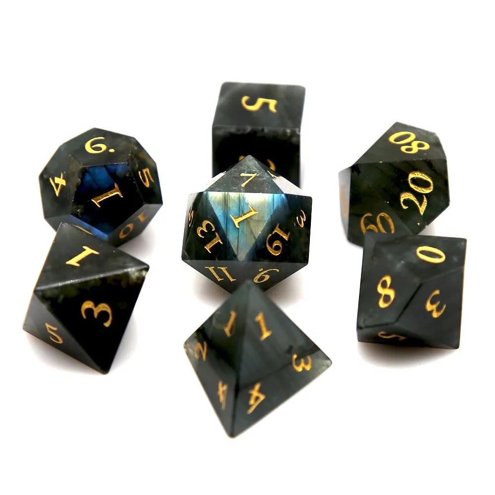 Blue Labradorite Gemstone - 7pcs RPG Dice Set