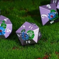 Thumbnail for Blue Lotus Flower in Purple Metal - 7pcs RPG Dice Set
