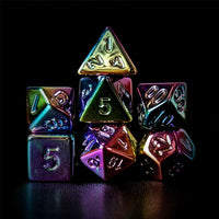 Thumbnail for Pink, Blue & Yellow Metallic Acrylic - 7pcs RPG Dice Set