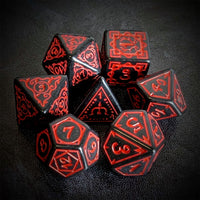 Thumbnail for Red Vines on Black Acrylic - 7pcs RPG Full Dice Set Top