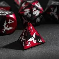 Thumbnail for 7pcs Dice Metal Aluminium White Font Dragon Red Black