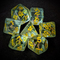 Thumbnail for Mace in Clear & Green Resin - 7pcs RPG Full Dice Set