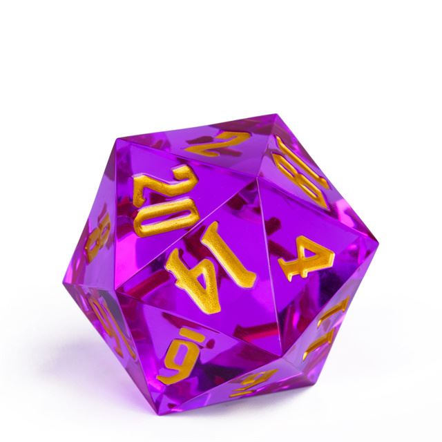 Magenta & Clear Sharp Acrylic - D20 RPG Dice