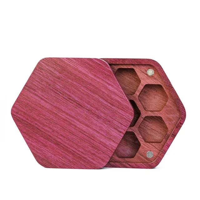 Purpleheart Wood with 7 Slots -  Magnetic Dice Storage