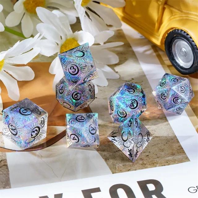 Laser on Clear with Candy Sharp Resin - 7pcs RPG Dice Set