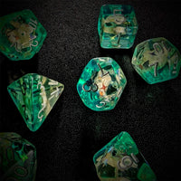 Thumbnail for Shell in Clear & Teal Resin - 7pcs RPG Full Dice Set