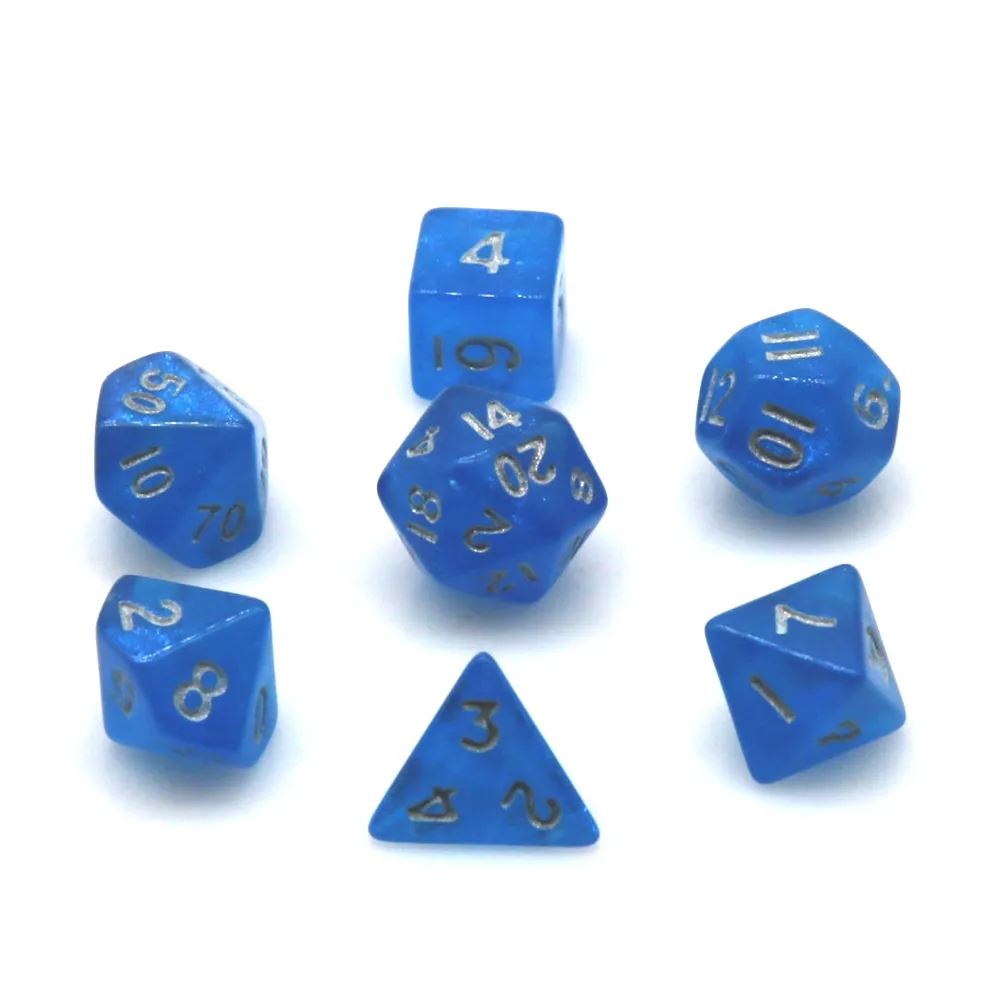 Blue Acrylic - 7pcs RPG Mini Dice Set