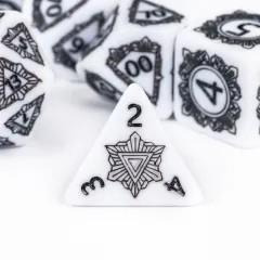 7pcs Dice Resin Pattern Dwarven Frame Black Font White