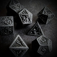 Thumbnail for Black Lattice on White Acrylic - 7pcs RPG Full Dice Set