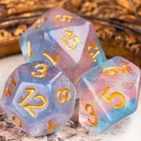 Thumbnail for 7pcs Dice Resin Layer Gold Font Transgender White Pink Blue