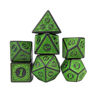 Thumbnail for Green Lattice on Black Acrylic - 7pcs RPG Full Dice Set White Stack