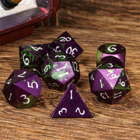 Thumbnail for 7pcs RPG Dice Set - Green & Purple Anodized Aluminium