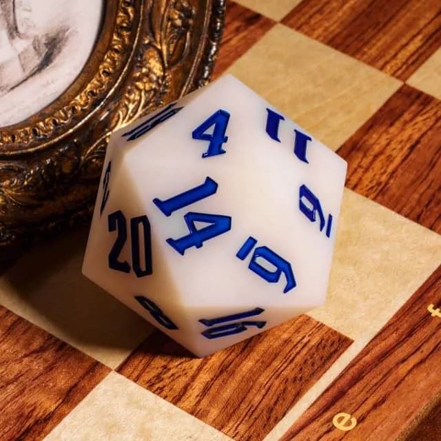 Blue on Solid White Silicone - D20 RPG Dice