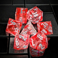 Thumbnail for Spider in Clear & Red Filled Sharp Resin - 7pcs RPG Dice Set