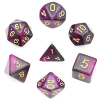Thumbnail for Glitter in Black & Purple Acrylic - 7pcs RPG Full Dice Set