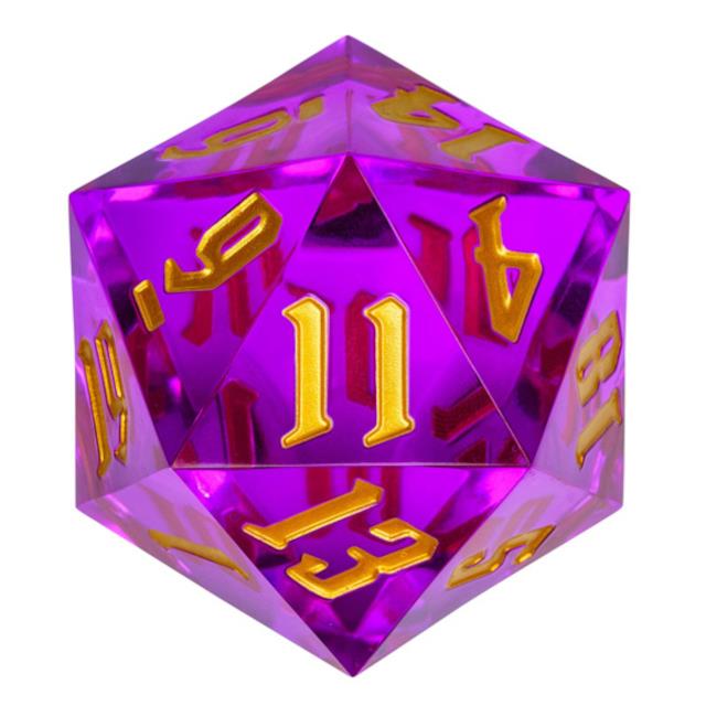 Magenta & Clear Sharp Acrylic with Box - D20 RPG Dice