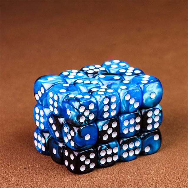 12mm Blue & Black Acrylic - 10pcs D6 RPG Dice Set