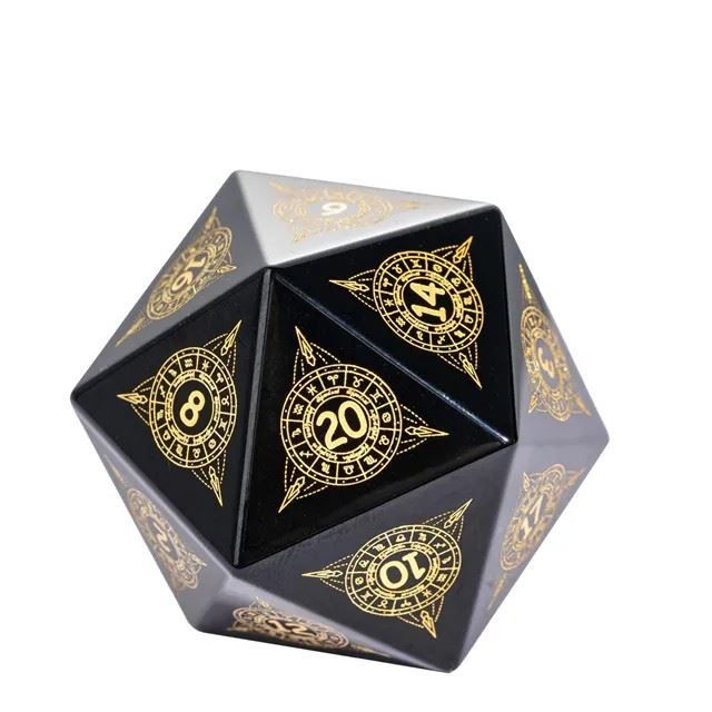 Astrology on Obsidian Gemstone - D20 RPG Dice