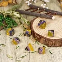 Thumbnail for 7pcs Dice Resin Layer Gold Font Non Binary Blue Purple Yellow