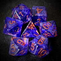 Thumbnail for Purple Swirl in Clear Resin - 7pcs RPG Full Dice Set