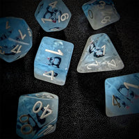 Thumbnail for Penguin in Clear & Blue Resin - 7pcs RPG Full Dice Set