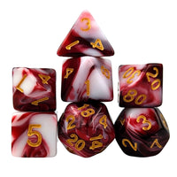Thumbnail for Blend of White & Red Acrylic - 7pcs RPG Full Dice Set