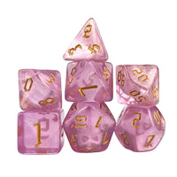 Thumbnail for Glitter in Clear Pink Acrylic - 7pcs RPG Full Dice Set White Stack