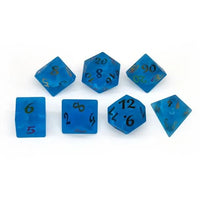 Thumbnail for Cracked & Frosted Royal Blue Glass - 7pcs RPG Dice Set