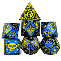 Thumbnail for 7pcs Dice Sharp Candy Pirate Pattern Yellow Font Blue