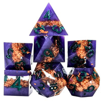Thumbnail for Copper Band in Purple Filled Sharp Resin - 7pcs RPG Dice Set