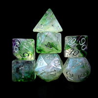 Thumbnail for Glitter in White & Purple with Green Resin - 7pcs RPG Full Dice Set