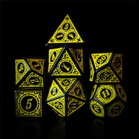 Thumbnail for Yellow Lattice on Black Acrylic - 7pcs RPG Full Dice Set